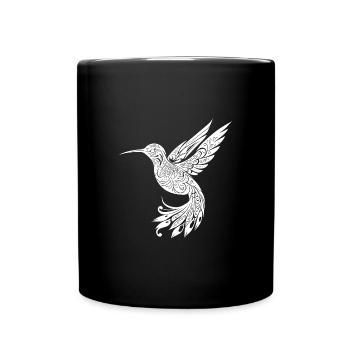 Exotischer schwebender Kolibri tribal Schwingen - Tasse einfarbig - Schwarz - Vorne