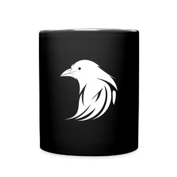 Raven Tattoo Portrait with Wings - Full Colour Mug - black - Front