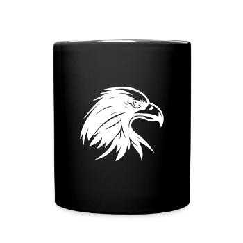 Eleganter Adler Kopf im Tattoo Style - Tasse einfarbig - Schwarz - Vorne