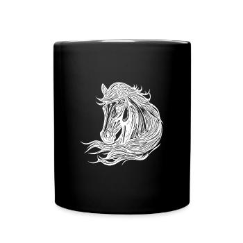Portrait de jolies juments avec crinière dans le vent - Mug uni - noir - Devant