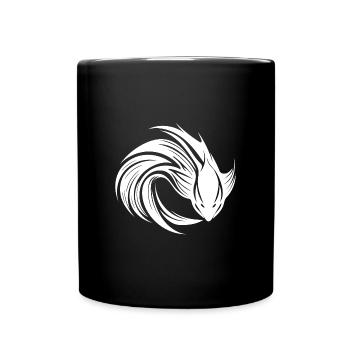 Wild Fighting Fish Tattoo Portrait - Full Colour Mug - black - Front
