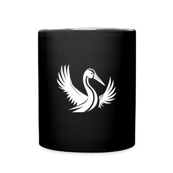 Storch Tattoo Porträt mit schönen Flügeln - Tasse einfarbig - Schwarz - Vorne