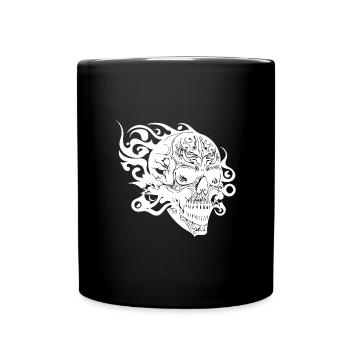 Crâne de tatouage de tatouage souriant vintage - Mug uni - noir - Devant