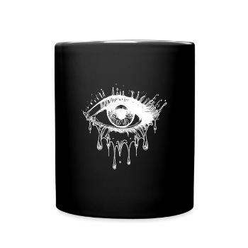 Weinendes Auge Realistischer Tattoo Style - Tasse einfarbig - Schwarz - Vorne