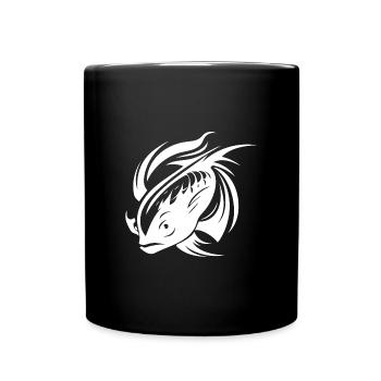 Fight Fish Portrait Tattoo - Full Colour Mug - black - Front