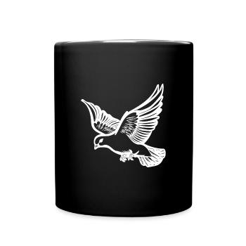 Flying pigeon on large wide wings - Full Colour Mug - black - Front