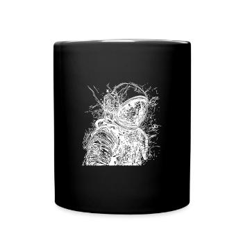 Vintager astronaut with helmet - Full Colour Mug - black - Front