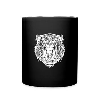 Wild bear's head with sharp teeth - Full Colour Mug - black - Front