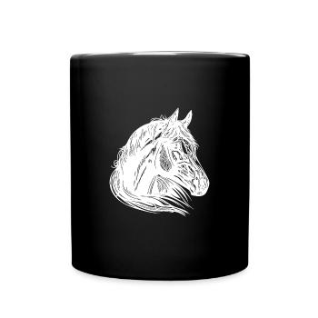 Juments Chevaux Portrait avec une crinière d’une beauté fantastique - Mug uni - noir - Devant