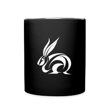 Mignon Lapin Tatouage Petite Ligne Lapin - Mug uni - noir - Devant
