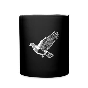 Pretty flying pigeon on wide wings - Full Colour Mug - black - Front