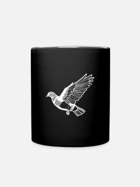 Hübsche fliegende Taube auf breiten Schwingen - Tasse einfarbig - Schwarz