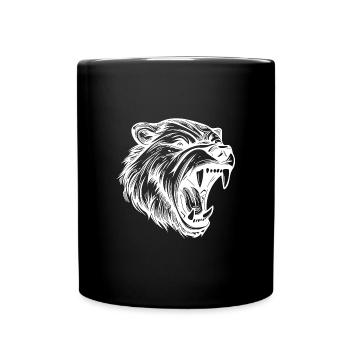 Angry Bear Tattoo Portrait with Sharp Teeth - Full Colour Mug - black - Front