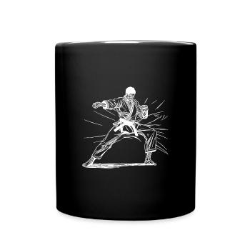 Karatekämpfer okinawanische Sparring Tradition - Tasse einfarbig - Schwarz - Vorne