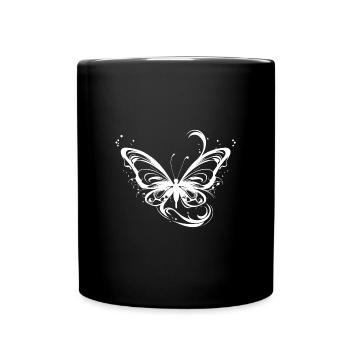 Pretty Tattoo Lines Style Butterfly - Mug uni - noir - Devant