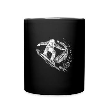 Deep Snow Snowboard Ride Jump Style Move - Full Colour Mug - black - Front