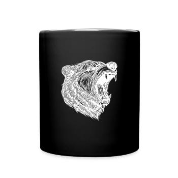 Wild bear head with sharp teeth - Full Colour Mug - black - Front
