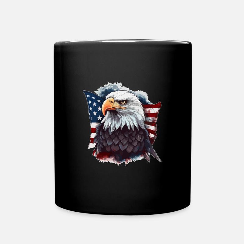 Pygargue à tête blanche américain avec drapeau des États-Unis - Mug uni - noir