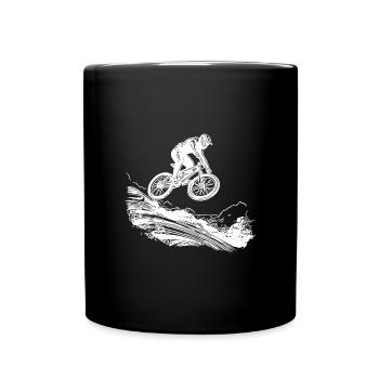 Vététistes avec vélo en bas de la montagne - Mug uni - noir - Devant