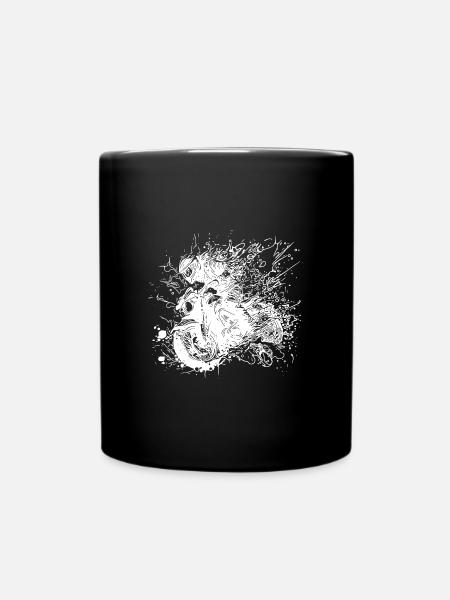Biker with Helmet Off-Road Riding Splash Style - Full Colour Mug - black