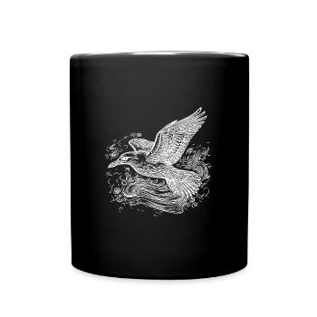 Elegant flying seagull over the water - Full Colour Mug - black - Front