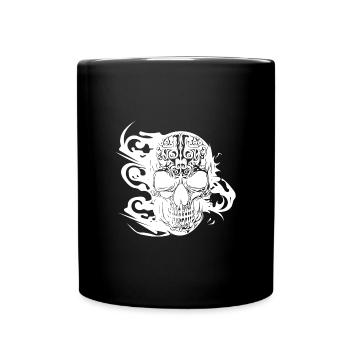 Crâne de tatouage souriant brûlant - Mug uni - noir - Devant