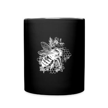 Petite abeille mignonne sur une fleur - Mug uni - noir - Devant