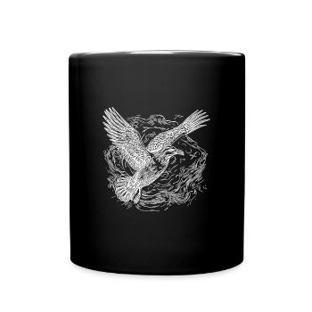 Flying seagull over the water cloud - Full Colour Mug - black - Front