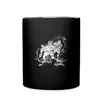 Vintage Eishockey Spieler Eis Crash Fan Motiv - Tasse einfarbig - Schwarz - Vorne