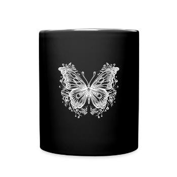 Tattoo Flower Lines Style Butterfly - Full Colour Mug - black - Front