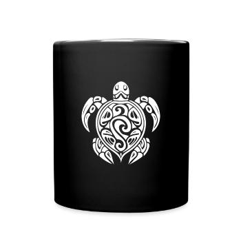 Pretty tattoo diver turtle - Full Colour Mug - black - Front