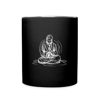 Junger buddhistischer Mönch in tiefer Meditation - Tasse einfarbig - Schwarz - Vorne