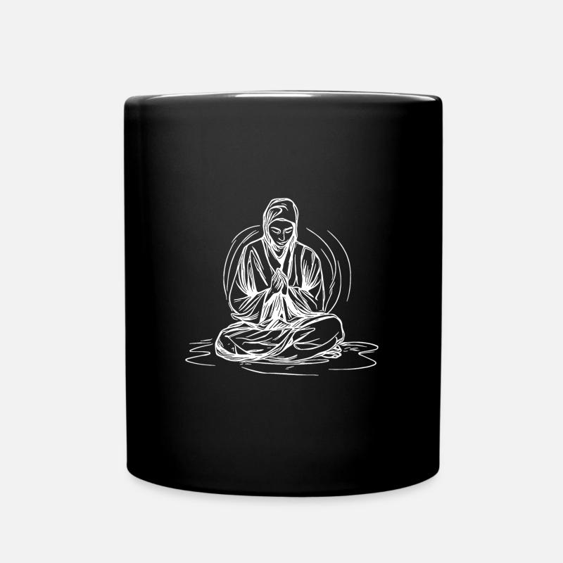Junger buddhistischer Mönch in tiefer Meditation - Tasse einfarbig - Schwarz