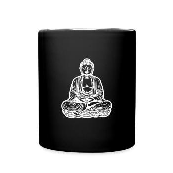 Far Eastern Buddha Lotus Meditation Tattoo Style - Full Colour Mug - black - Front