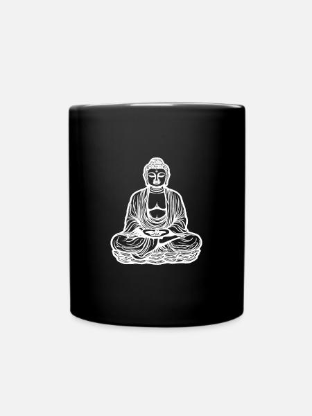 Fernöstliche Buddha Lotus Meditation Tattoo Style - Tasse einfarbig - Schwarz