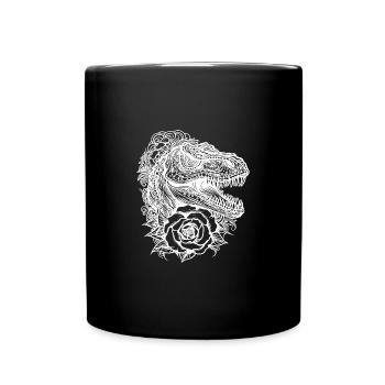 Dinosaurier Tattoo Dino Blumen T-Rex Style - Tasse einfarbig - Schwarz - Vorne