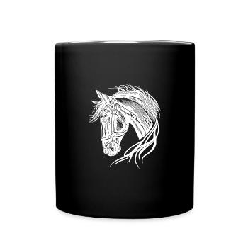Beautiful stallion with elegant waving mane - Full Colour Mug - black - Front