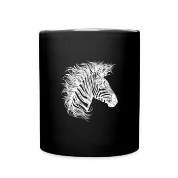 Wild Zebra Mane Tattoo Style Lines - Full Colour Mug - black - Front