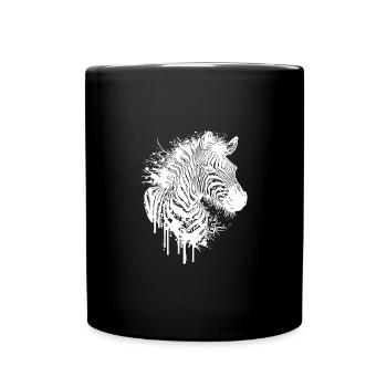 Wildes Zebra Splash Tattoo Style - Tasse einfarbig - Schwarz - Vorne