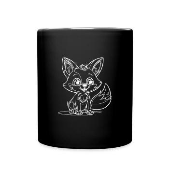 Süsses kleines Kinder Fuchs Portrait - Tasse einfarbig - Schwarz - Vorne