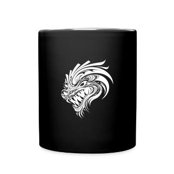 Roaring Chinese dragon in tattoo style - Full Colour Mug - black - Front