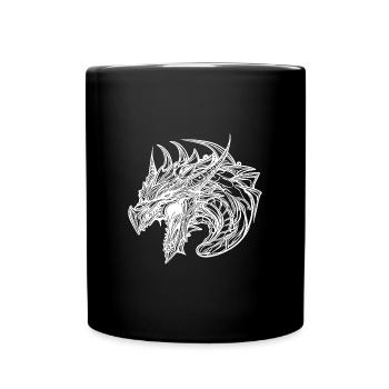 Dragon sifflant en robe à écailles de tatouage - Mug uni - noir - Devant
