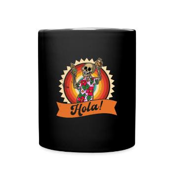 Skeleton Vacation Summer Mexico Beach Taco - Full Colour Mug - black - Front
