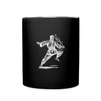 Karate Kampfsport Meister Pose Tattoo Style - Tasse einfarbig - Schwarz - Vorne