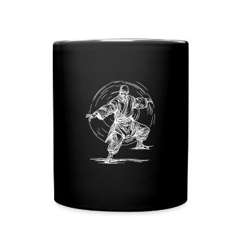 Tattoo Style Karate Kampfsport Meister Pose - Tasse einfarbig - Schwarz - Vorne