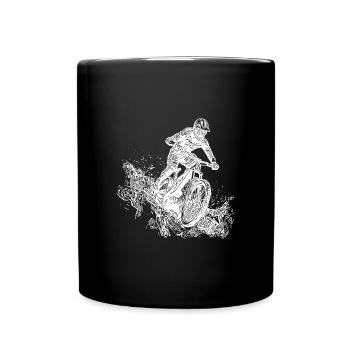 Cyclists Mountain Bikers Rain Mud Downhill - Full Colour Mug - black - Front