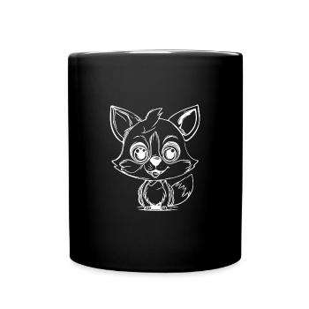 Süsser Kinder Fuchs großen Augen Ohren Portrait - Tasse einfarbig - Schwarz - Vorne