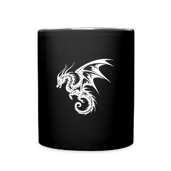 Fliegender chinesischer Drache im Tattoo Style - Tasse einfarbig - Schwarz - Vorne