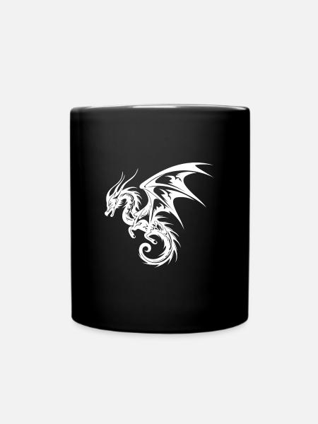 Fliegender chinesischer Drache im Tattoo Style - Tasse einfarbig - Schwarz