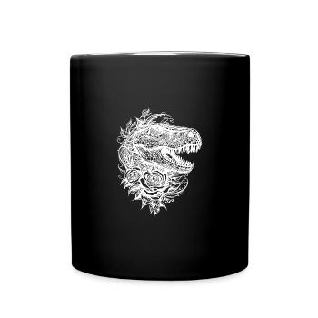 Dinosaure en tatouage de fleur Roses style Dino - Mug uni - noir - Devant